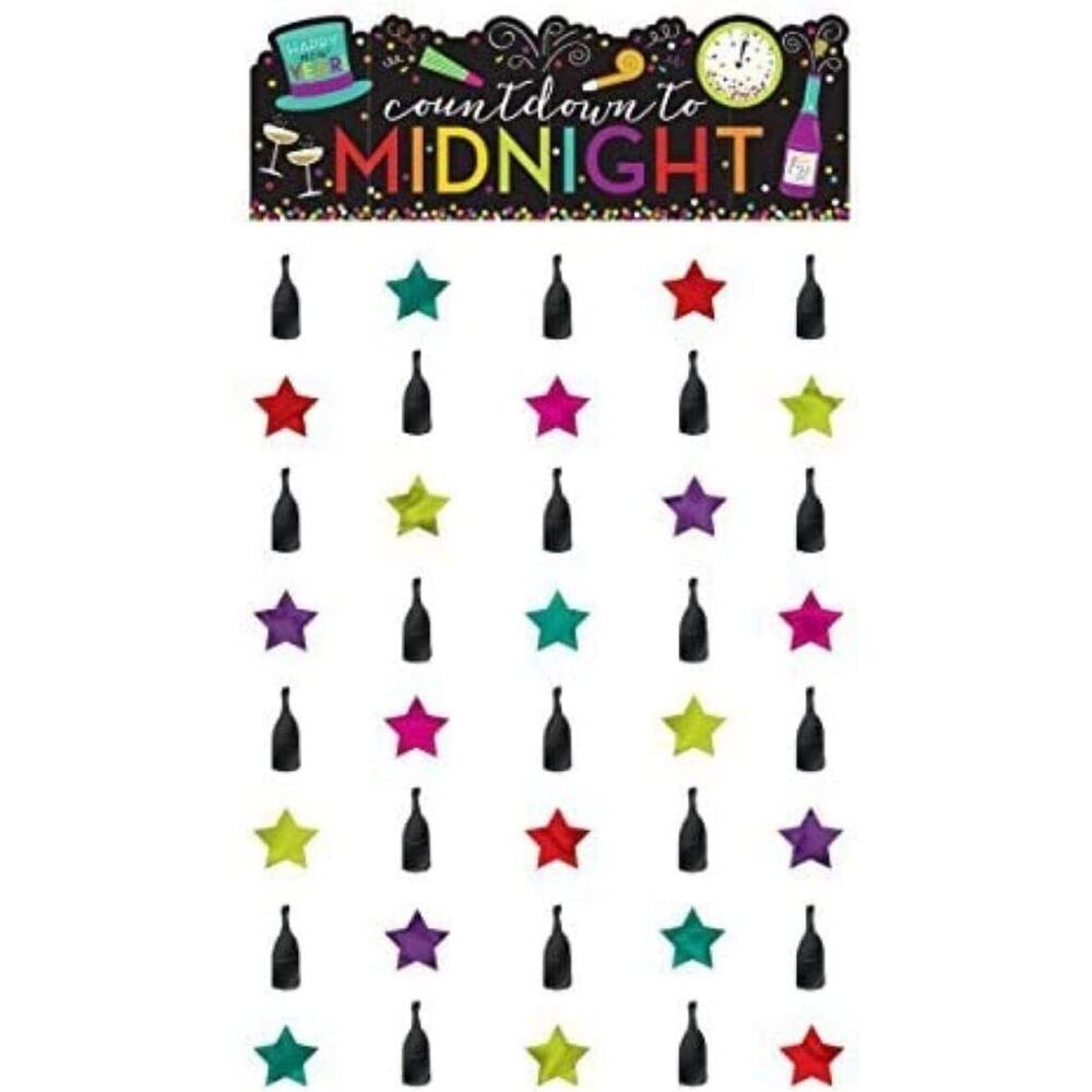 New Year’s Eve Countdown to Midnight Doorway Curtain Jewel Tones 39”x77”